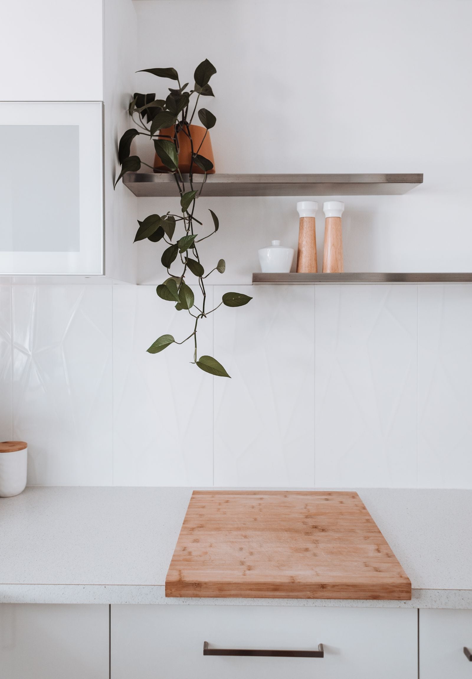 Interior of light kitchen in a modern apartment