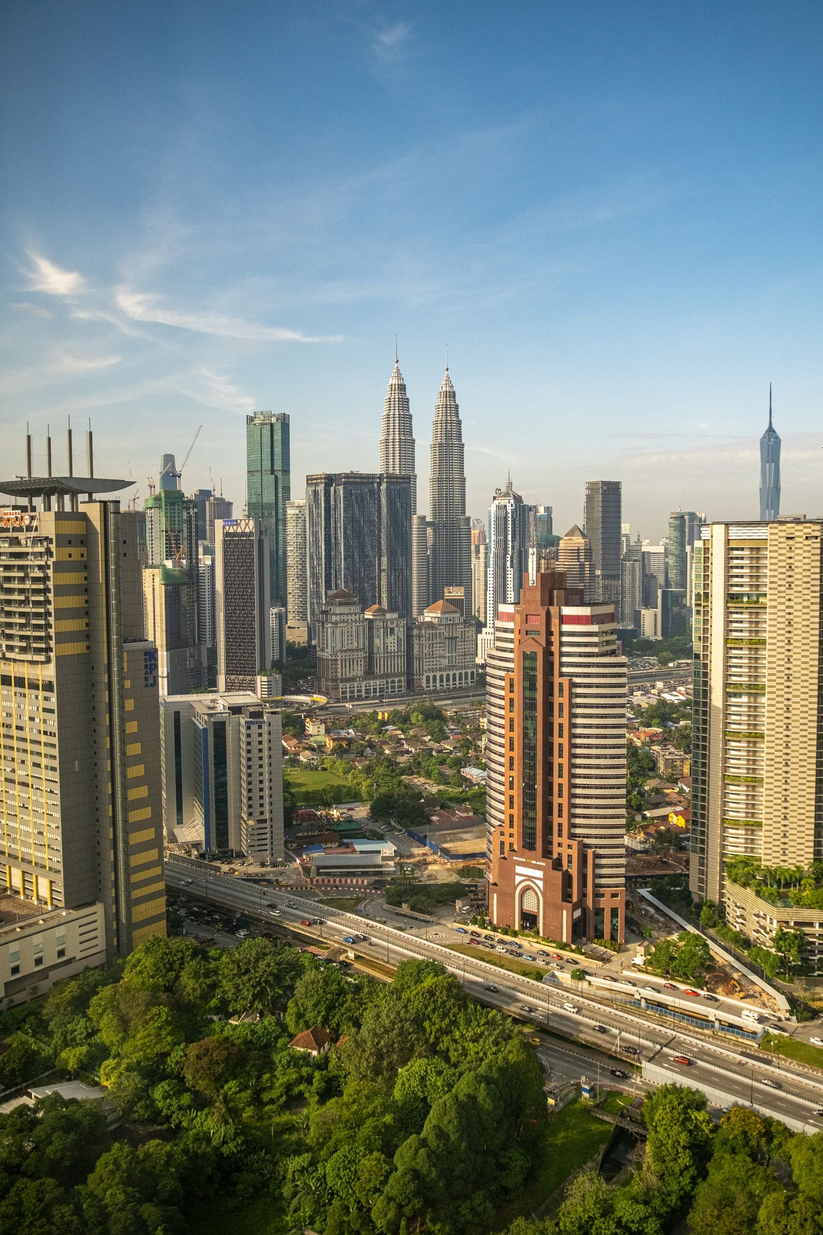 Aerial view of Kuala Lumpur skyline with high-rise condominiums