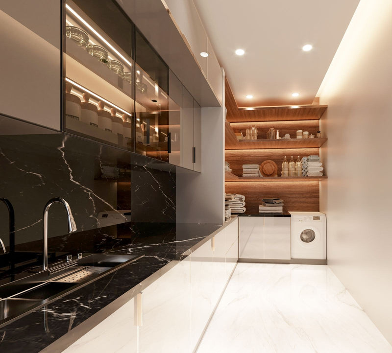 The wet kitchen and the yard, designed as one sequence